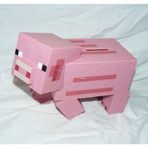 Minecraft Pig Money Bank, Paladone Mojang Pink Piggy Bank, Plastic, GUC
